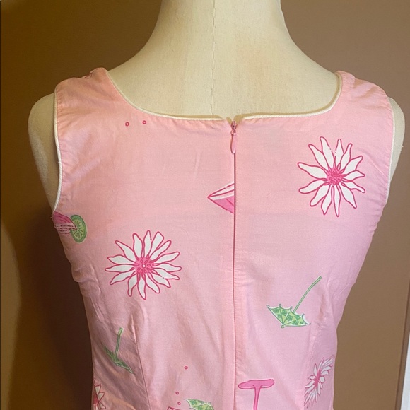 Lilly Pulitzer Pink Sleeveless Dress with Floral and Cocktail Print - Picture 6 of 12